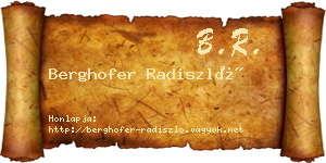 Berghofer Radiszló névjegykártya